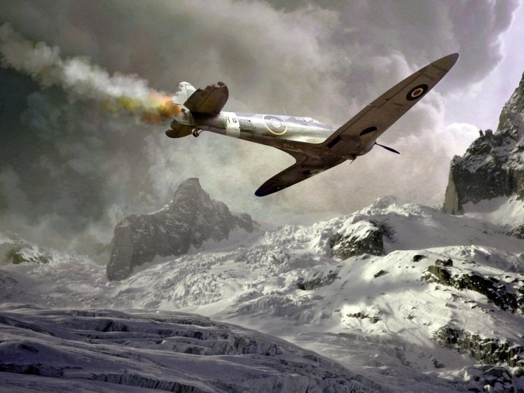 airplane, Vintage, Snow, Mountains HD Wallpaper Desktop Background