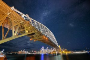 bridge, Stars, Night, Sydney, Sydney Harbour Bridge, Australia, Cityscape