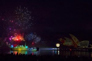 Sydney Opera House, Night, Warship, Sydney, Australia, Fireworks