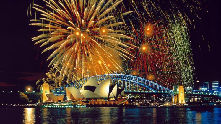 Sydney, Sydney Opera House, Australia, Bridge, Fireworks HD Wallpaper Desktop Background