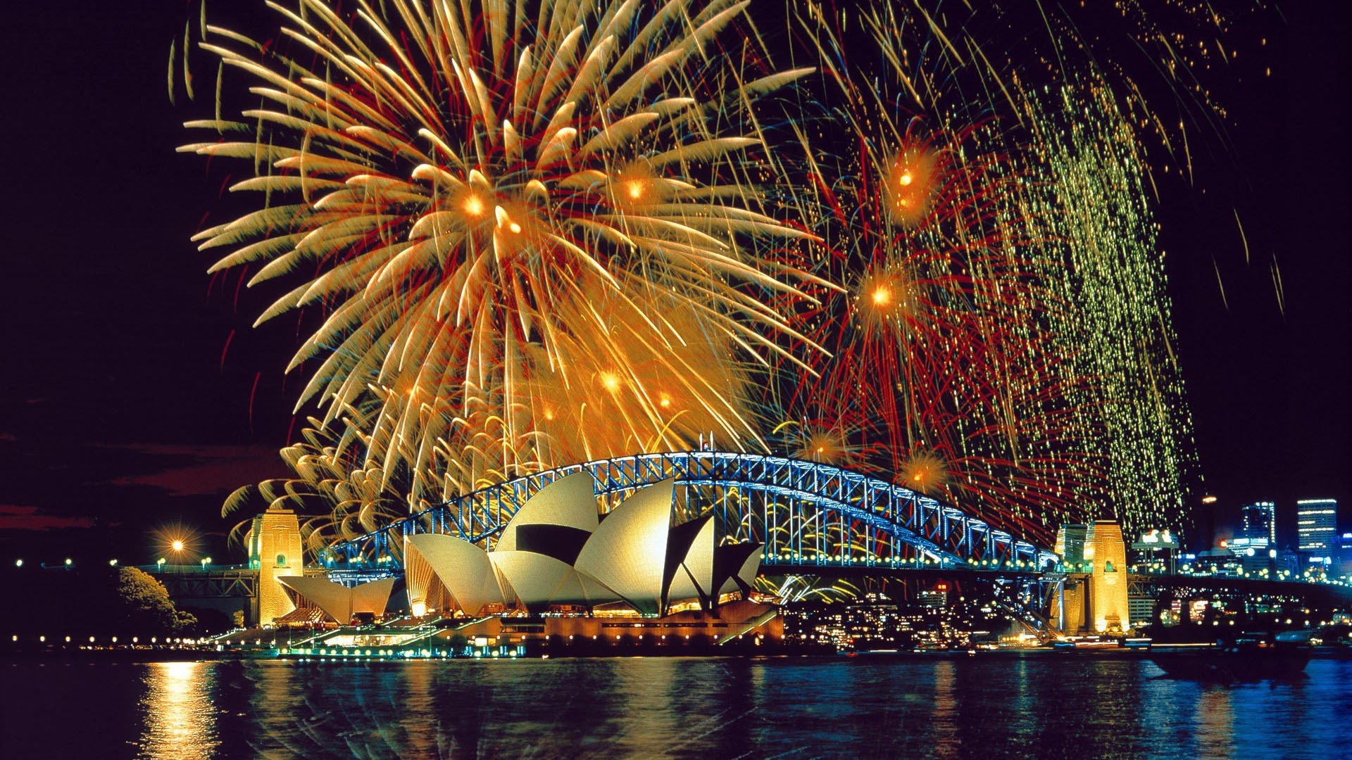 Sydney, Sydney Opera House, Australia, Bridge, Fireworks Wallpaper