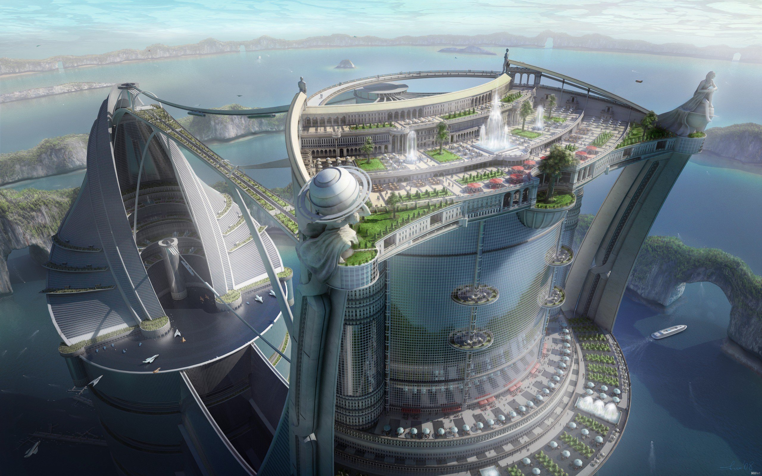 futuristic city, Science fiction, Futuristic, Cityscape Wallpaper