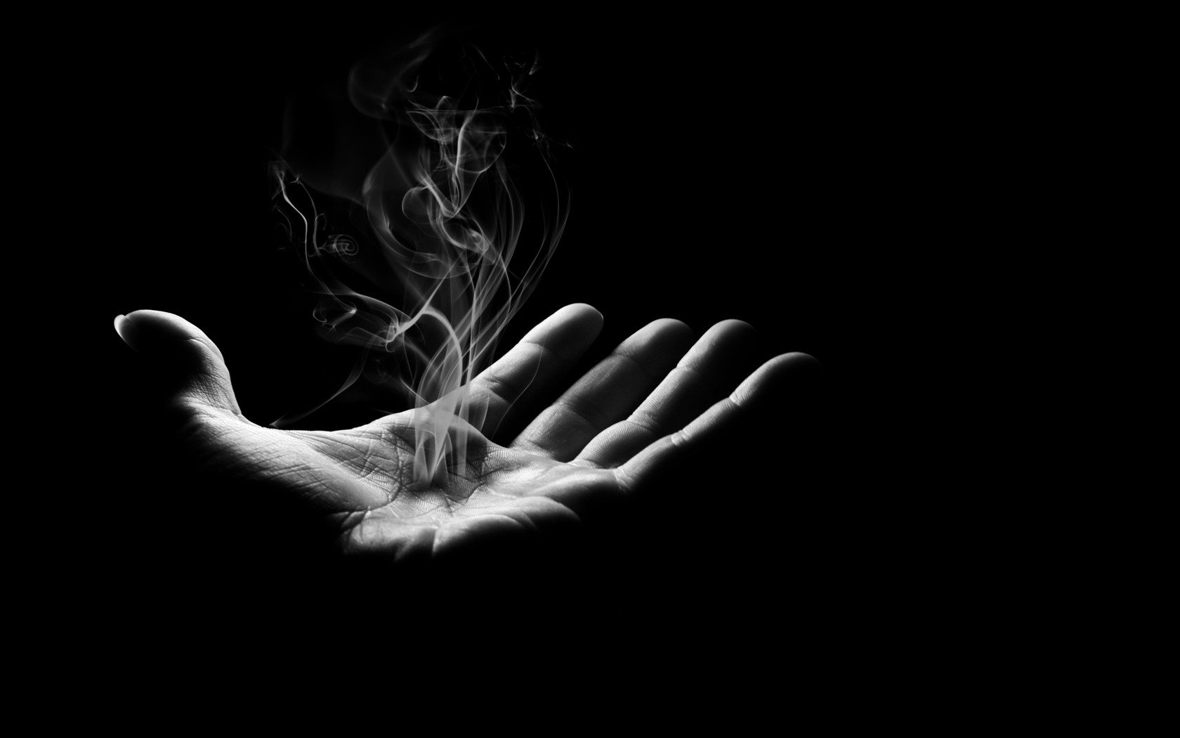 hands, Monochrome, Smoke Wallpaper
