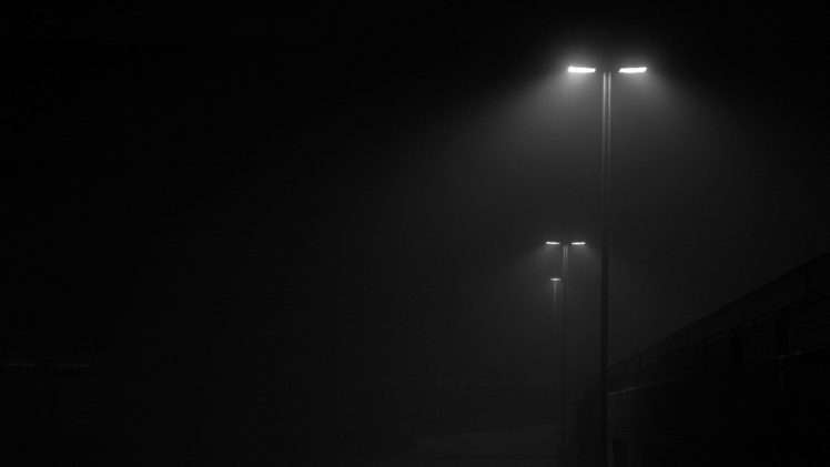 street light, Monochrome, Mist HD Wallpaper Desktop Background