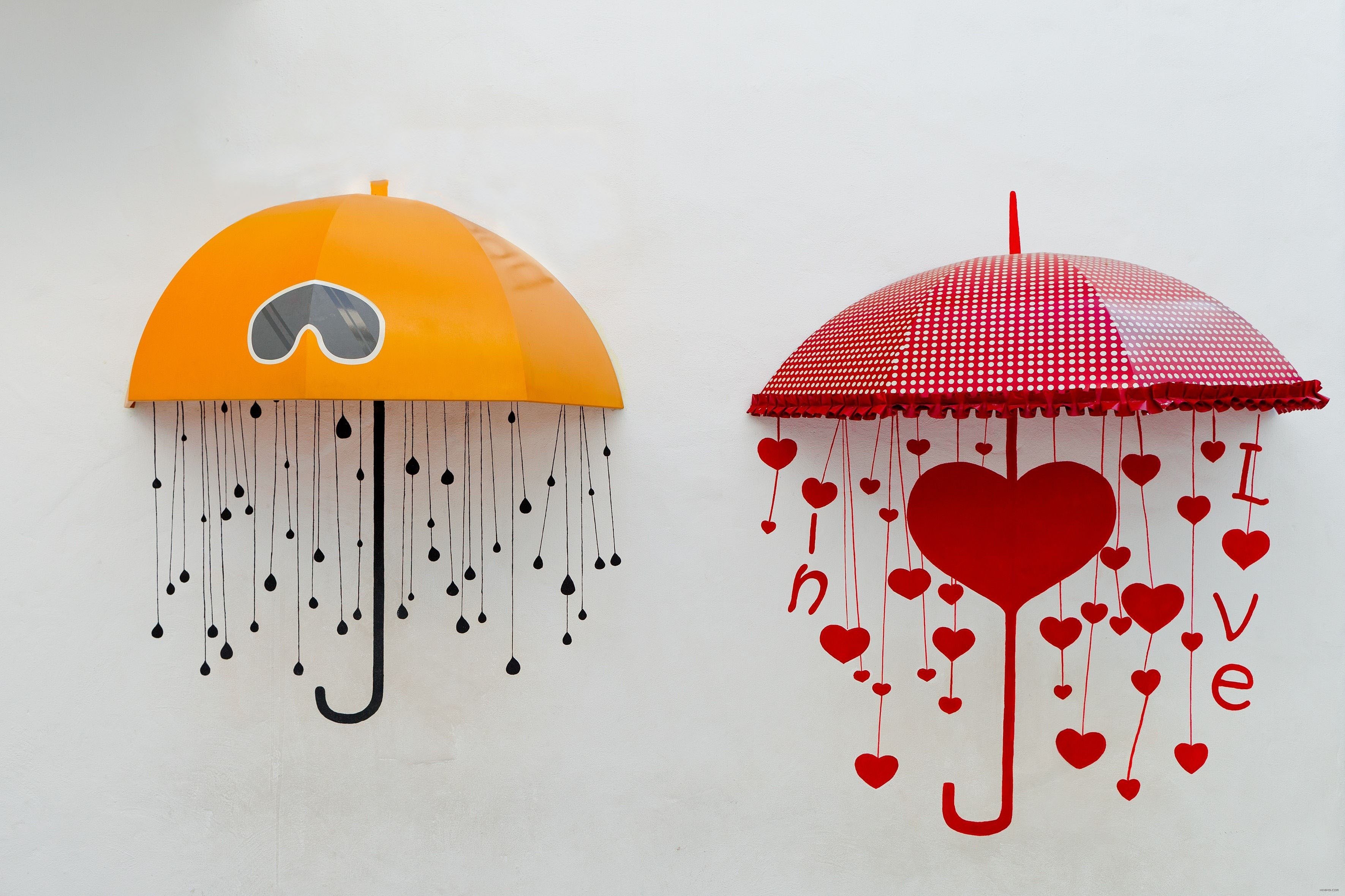 heart, Umbrella, Love Wallpaper