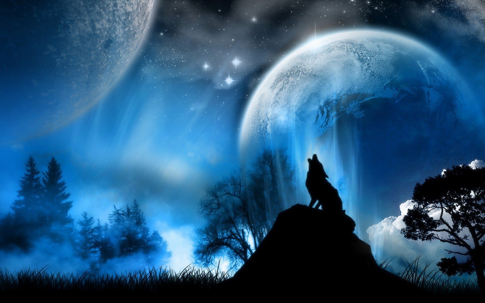 silhouette, Wolf, Dark fantasy Wallpapers HD / Desktop and Mobile Backgroun...