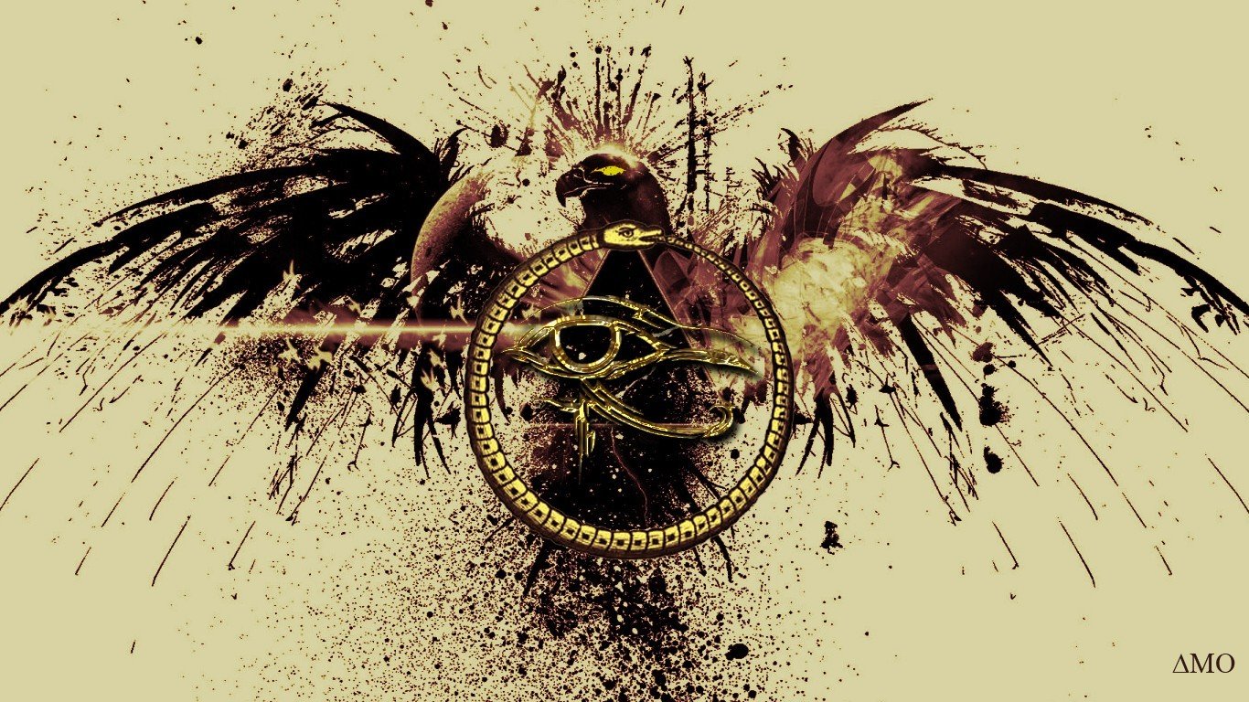 Eye of Horus, Birds, Paint splatter, Ouroboros Wallpapers HD / Desktop