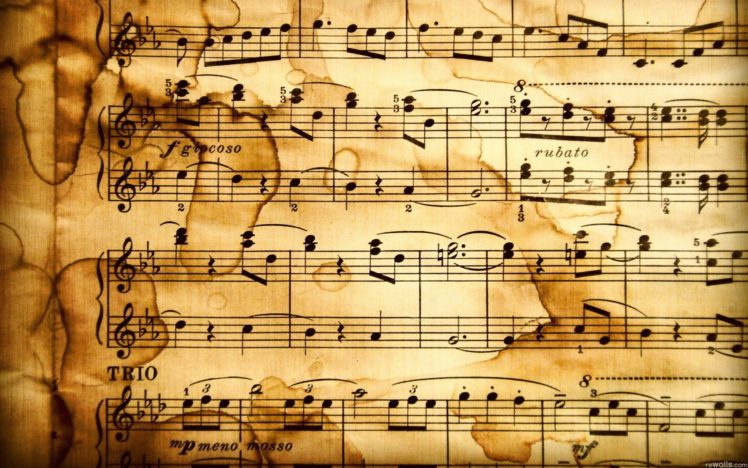 musical notes, Old paper HD Wallpaper Desktop Background