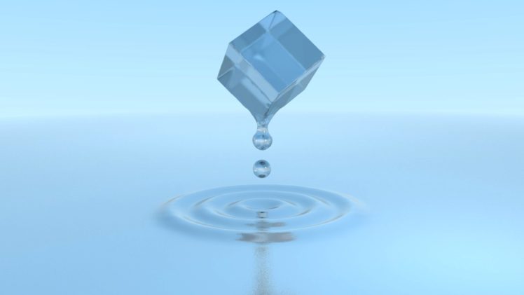 Ice Cube, Water, Cube, Blue, White HD Wallpaper Desktop Background