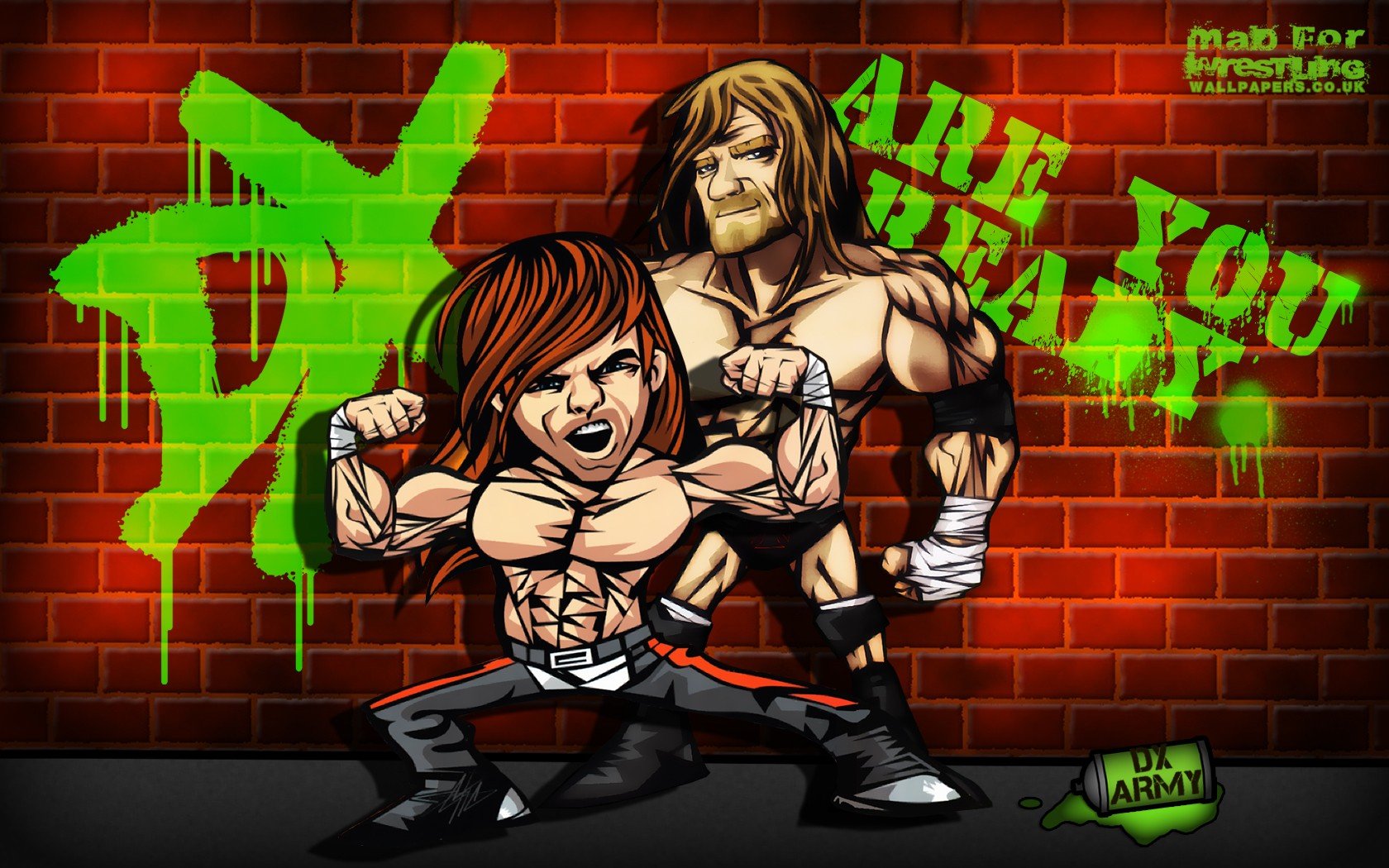 Shawn Michaels, WWE, Triple H, DX, Cartoon Wallpaper
