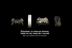 video games, Controllers, Quote, Typography, Black background, Computer mouse, X Box, Wii, PlayStation, Humor