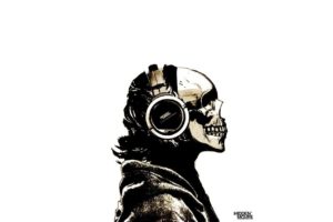 skull, Headphones, Drawing