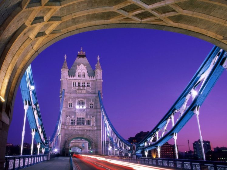 bridge, London, England, Light trails HD Wallpaper Desktop Background
