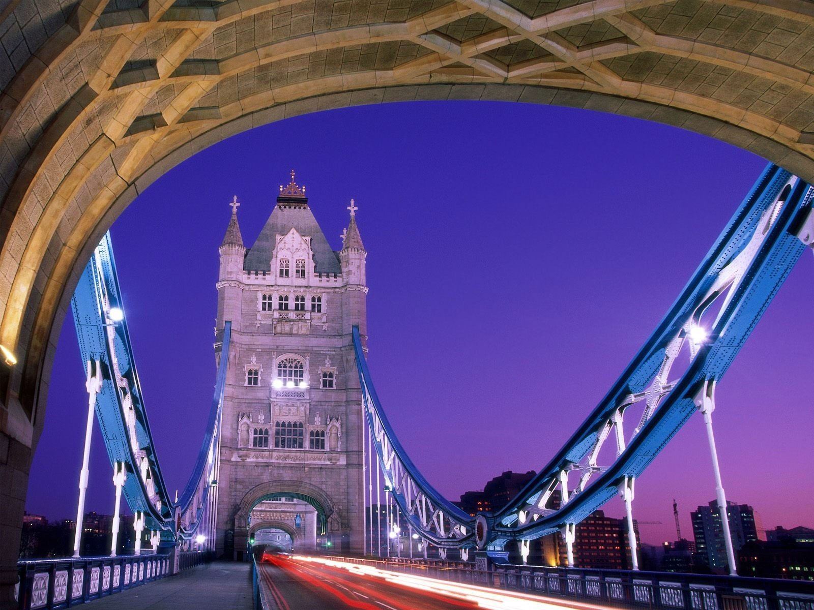 bridge, London, England, Light trails Wallpaper