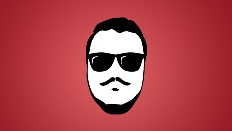 minimalism, Face, Red background, Sunglasses HD Wallpaper Desktop Background
