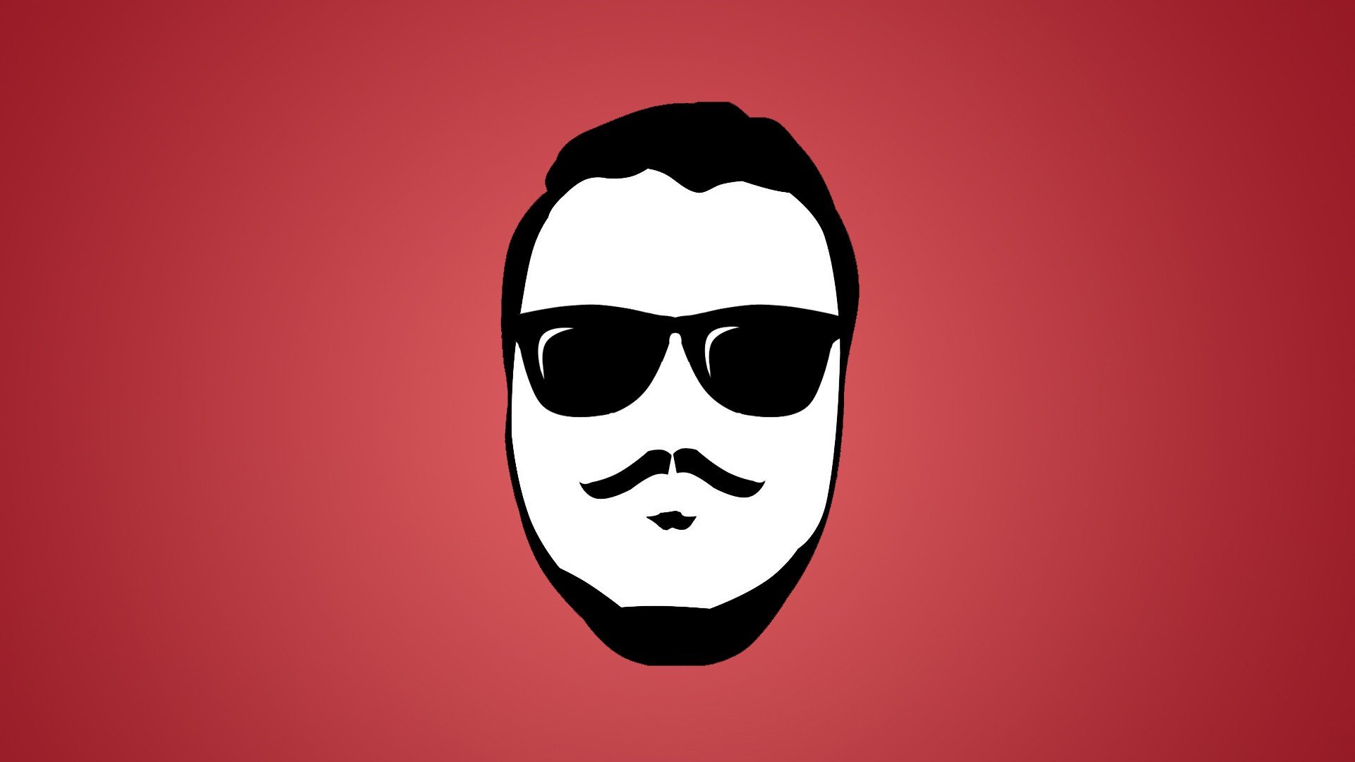 minimalism, Face, Red background, Sunglasses Wallpaper