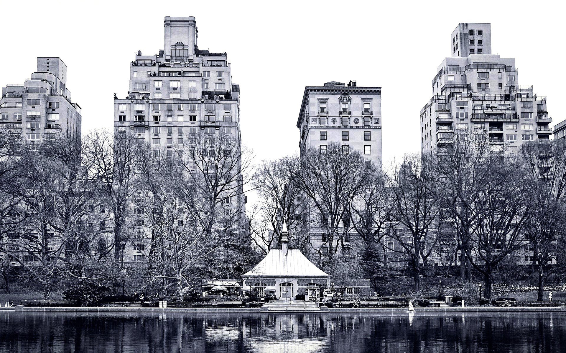 New York City, Water, Monochrome Wallpaper