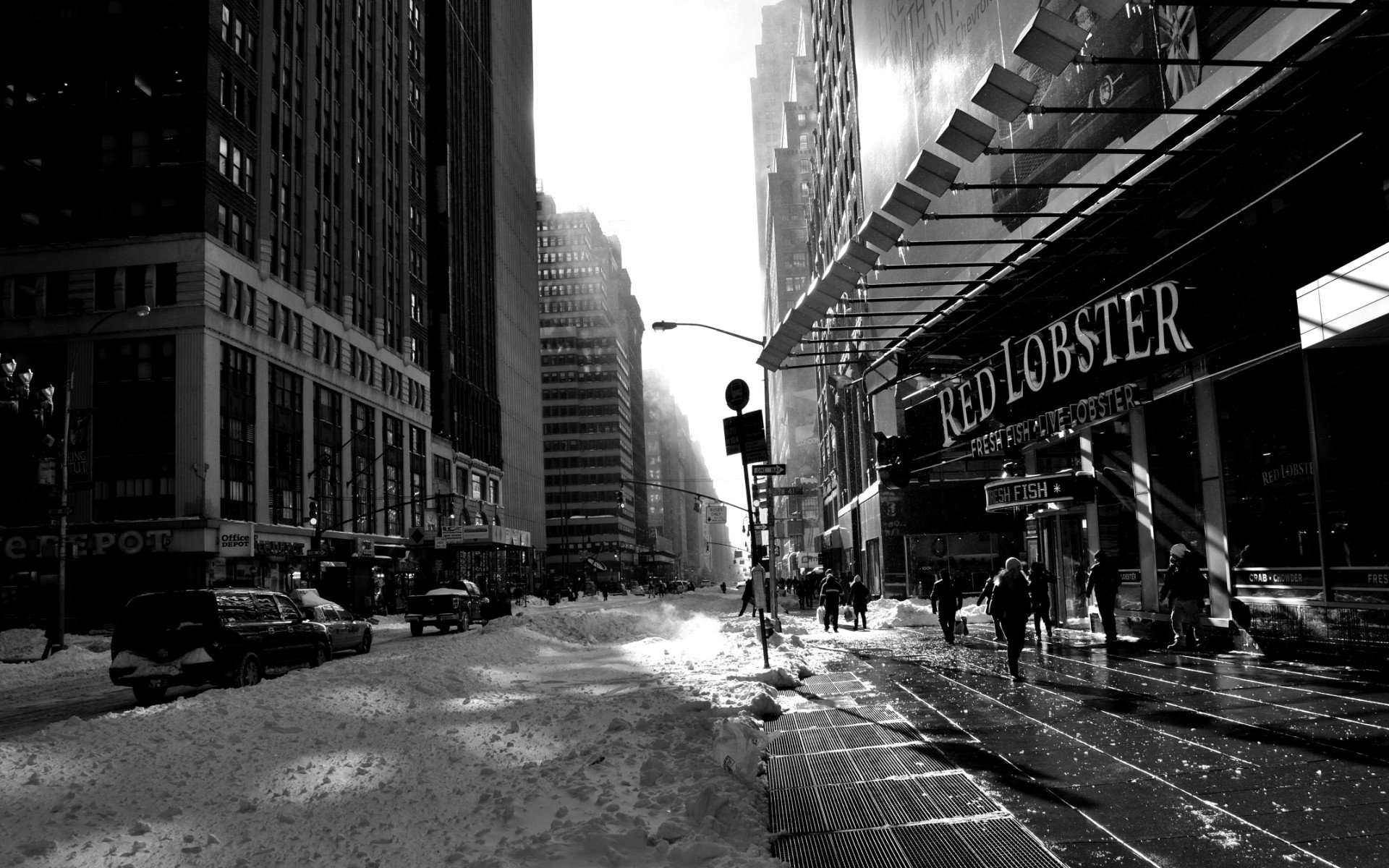 New York City, Monochrome, Snow, Street Wallpaper