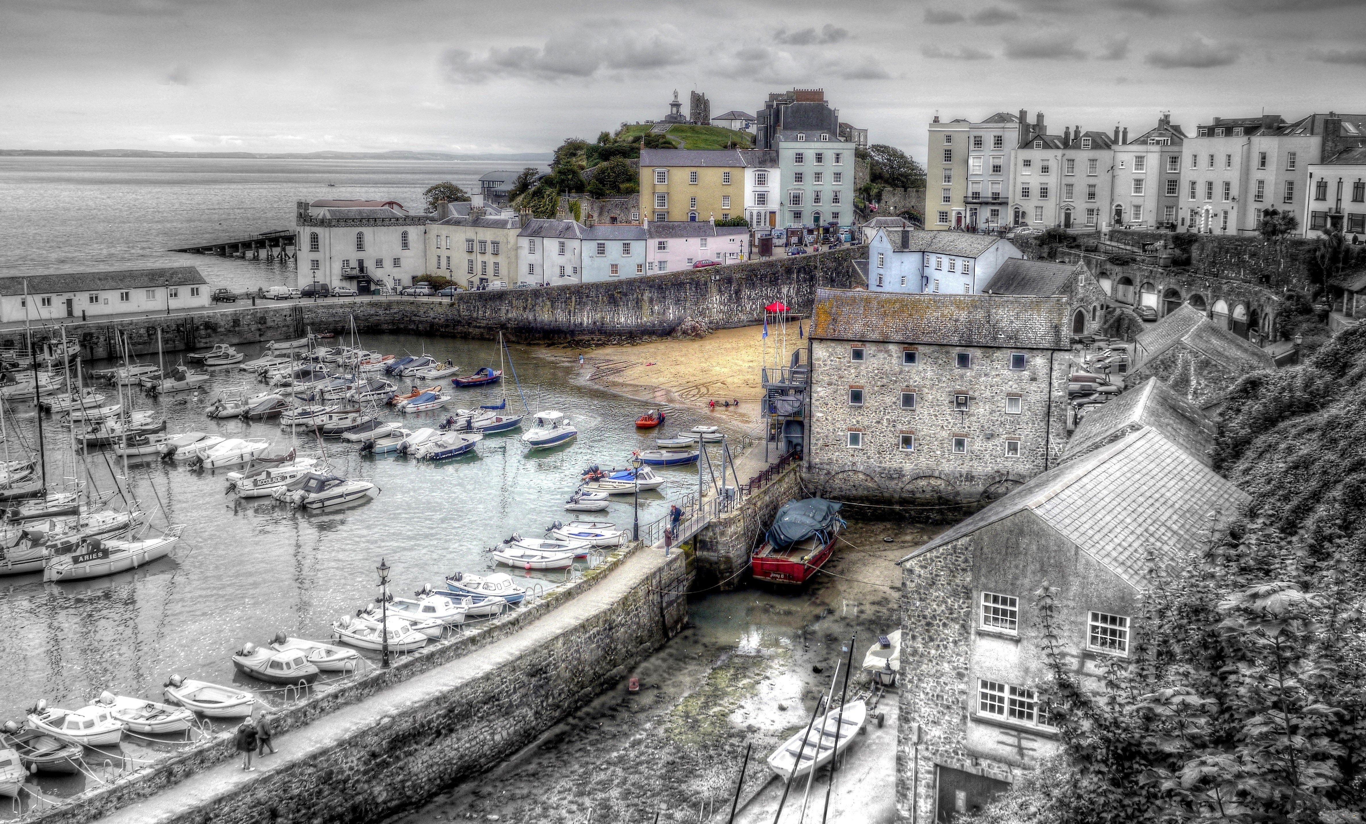 Tenby, England, Harbor, Boat Wallpaper