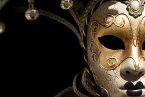 venetian masks, Bell, Black background