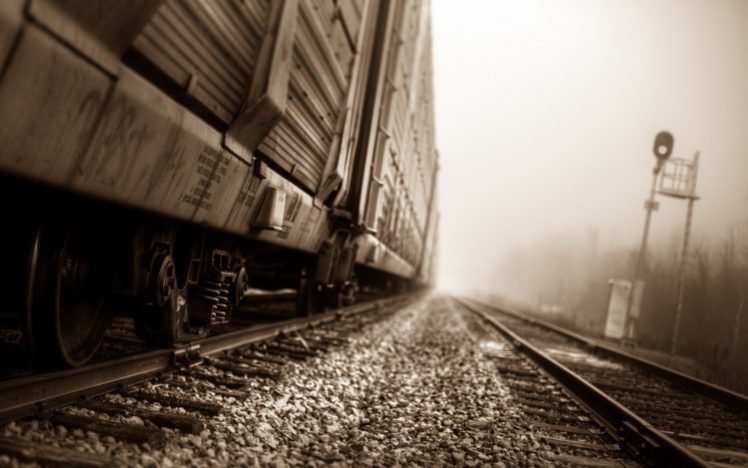 train, Sepia, Depth of field, Railway HD Wallpaper Desktop Background