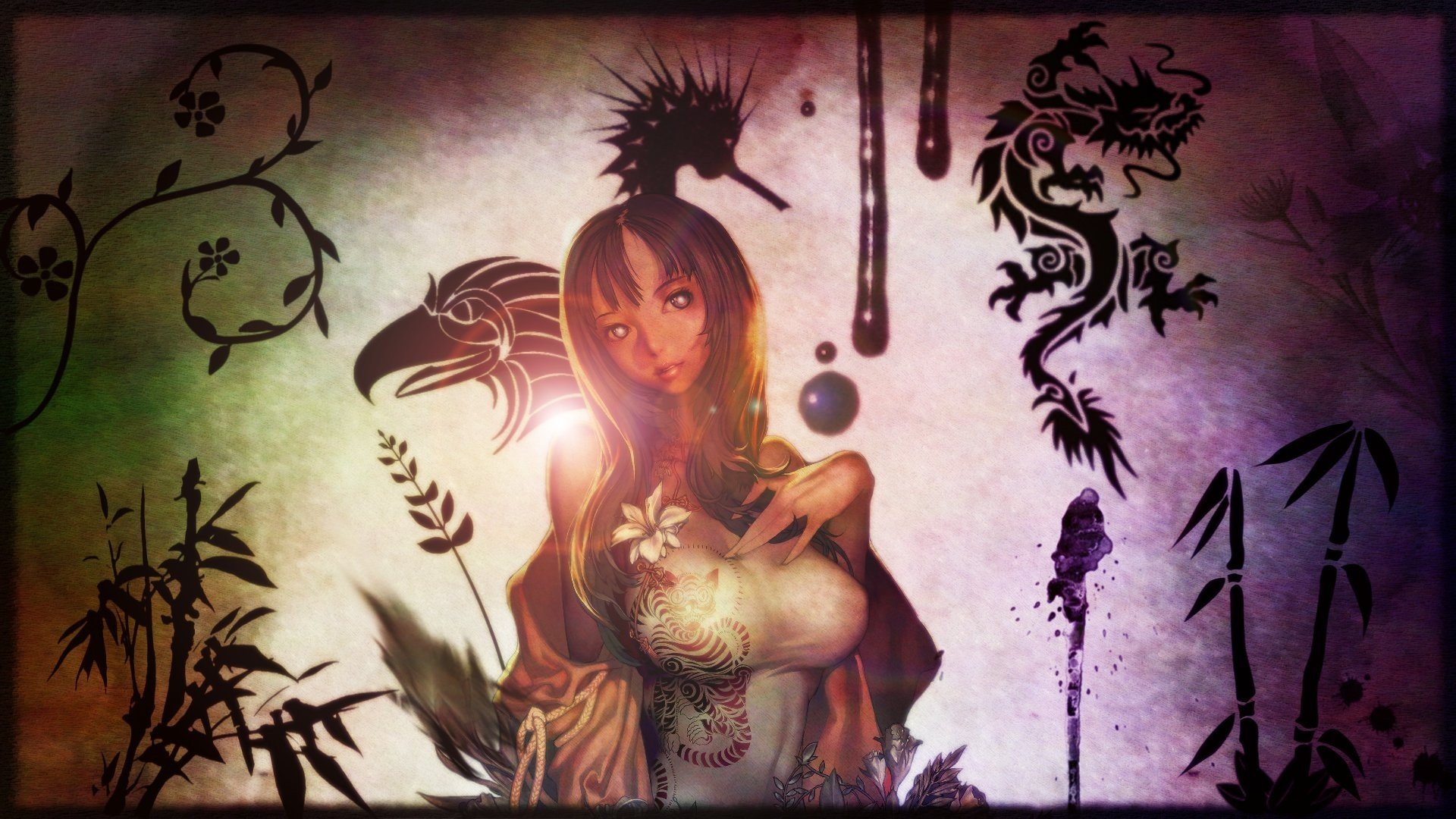 model, Fox girl, Simple background Wallpaper