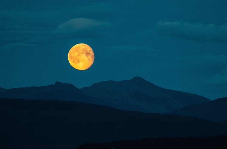 night, Mountain, Moon HD Wallpaper Desktop Background