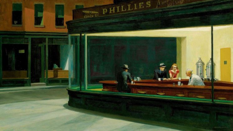 painting, Diner, Edward Hopper, Nighthawks, Classic art HD Wallpaper Desktop Background