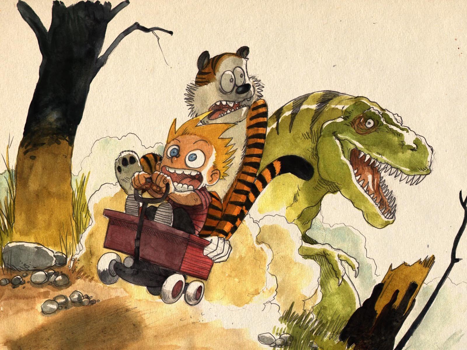 Calvin and Hobbes, Tyrannosaurus rex Wallpaper
