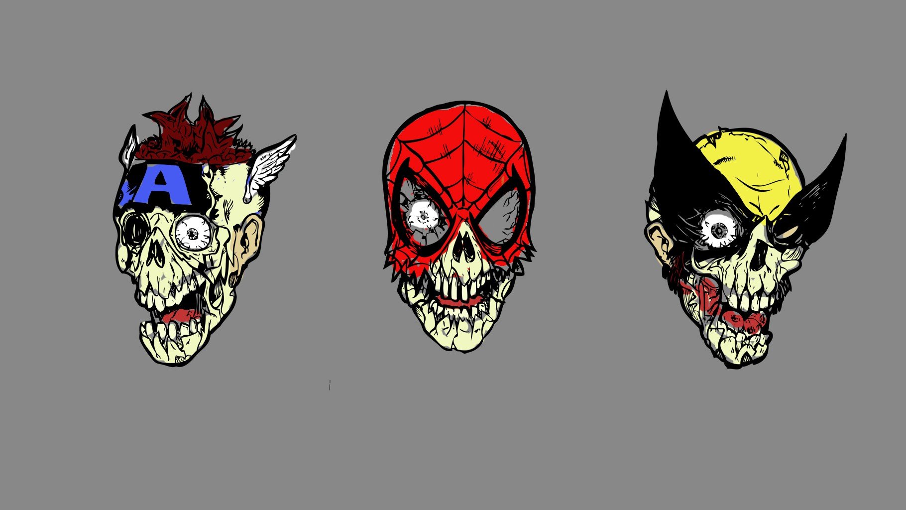 Marvel Zombies, Captain America, Spider Man, Wolverine, Zombies Wallpaper