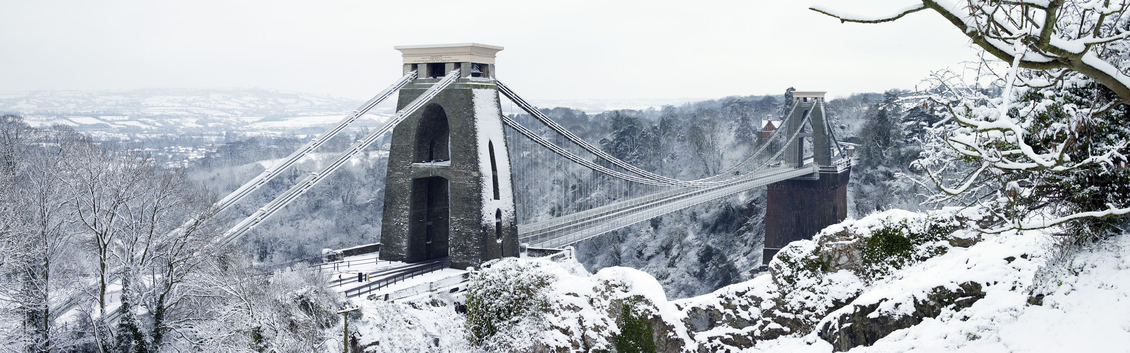 bridge, Snow Wallpaper