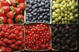 strawberries, Blueberries, Blackberries, Raspberries, Cherries, Grapes