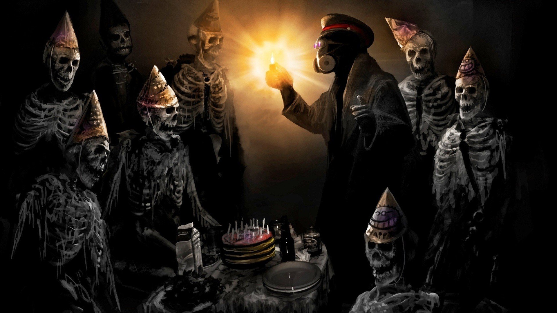 Vitaly S Alexius, Romantically Apocalyptic, Cakes, Skeleton, Candles Wallpaper