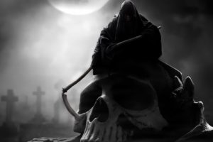 Grim Reaper, Death, Skull, Monochrome
