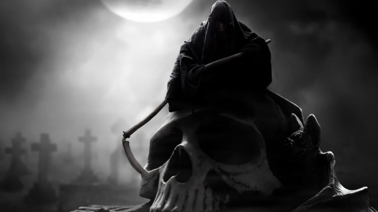 Grim Reaper, Death, Skull, Monochrome HD Wallpaper Desktop Background