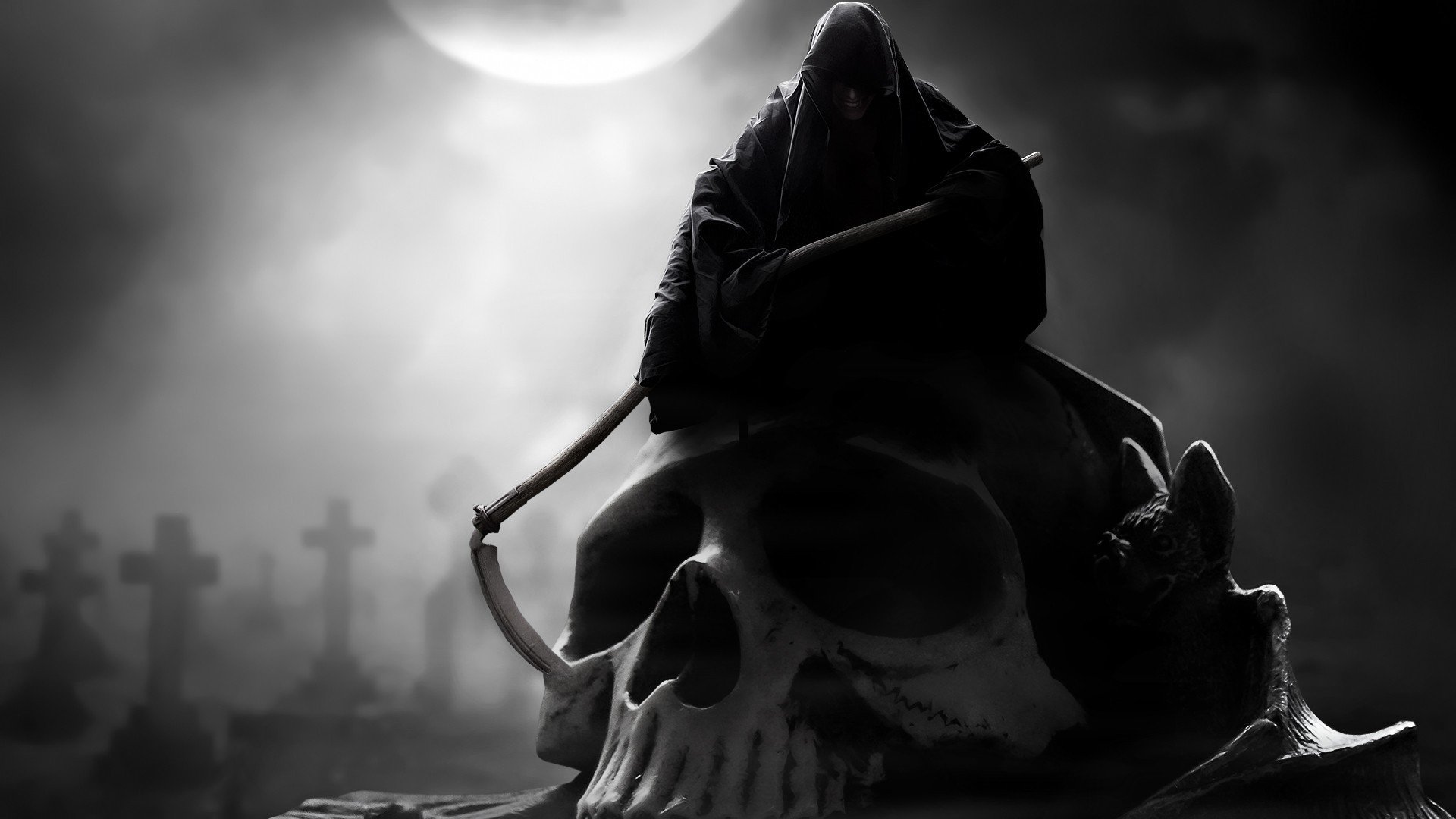 death, Grim Reaper, Skull Wallpaper