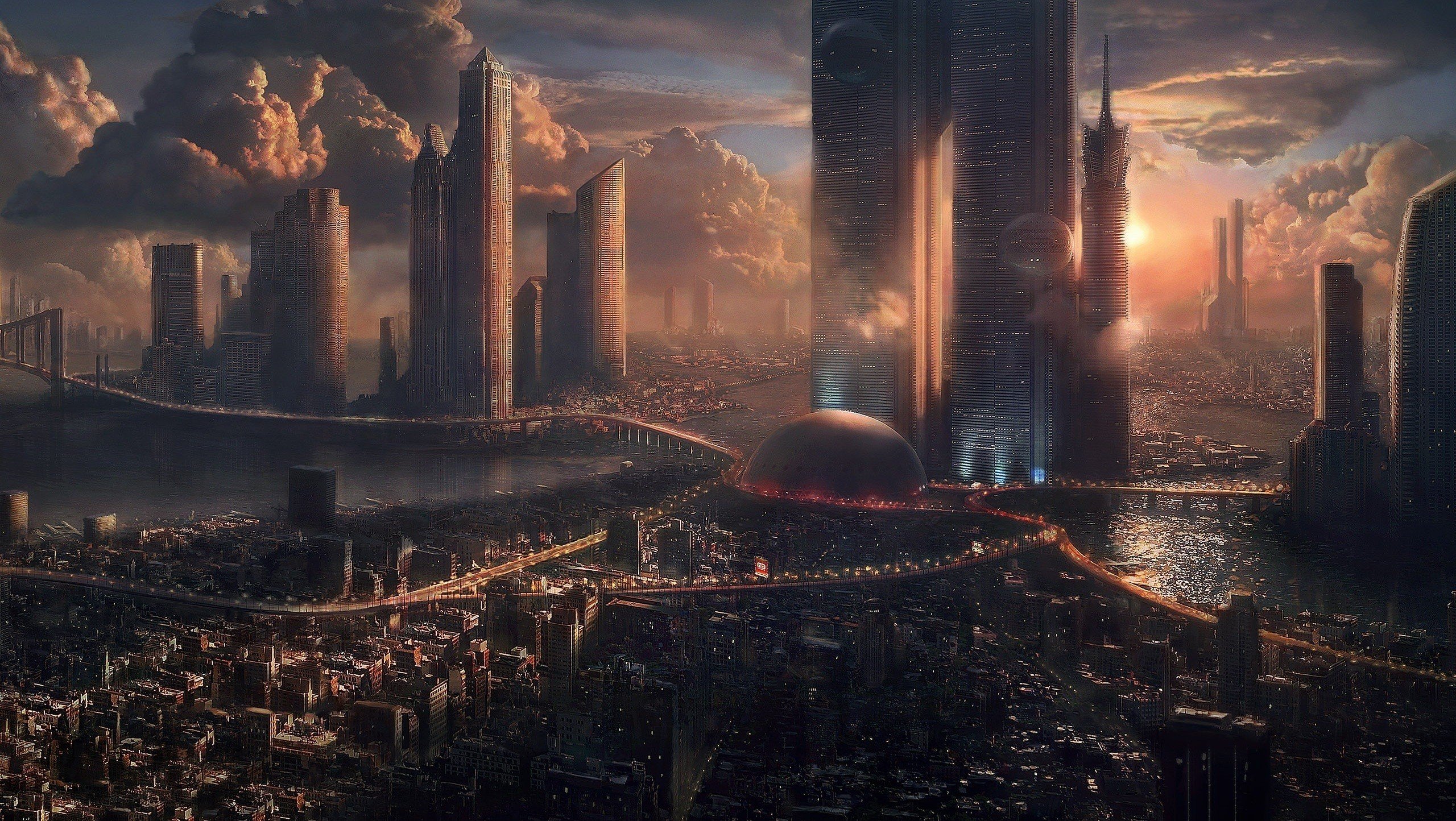 cityscape, Futuristic Wallpaper