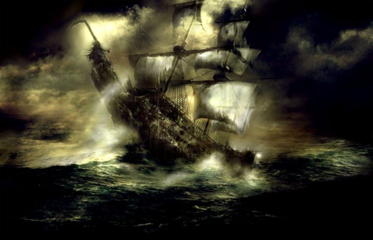 sailing ship, Storm (character), Storm, Painting HD Wallpaper Desktop Background