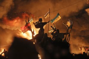Ukraine, Ukrainians, Maidan, Kyiv, Protestors, Flag, Fire