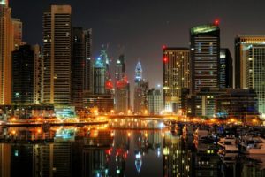 cityscape, Building, Lights, Reflection, Dubai