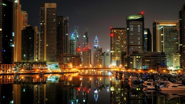 cityscape, Building, Lights, Reflection, Dubai HD Wallpaper Desktop Background