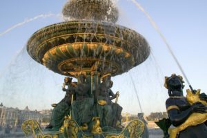 fountain, Water, Splashes, Statue, Fish, Gold, Paris, France