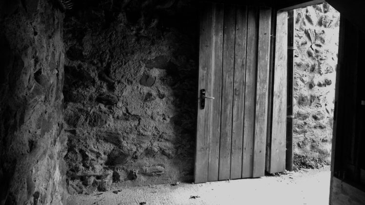 door, Monochrome HD Wallpaper Desktop Background