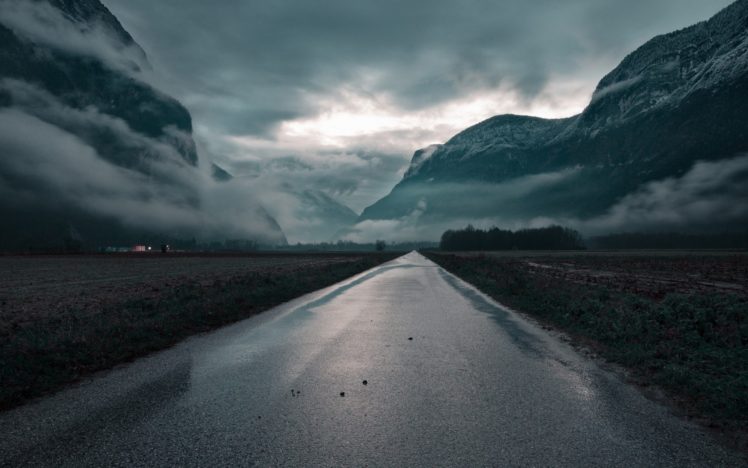 road, Mist, Mountains HD Wallpaper Desktop Background