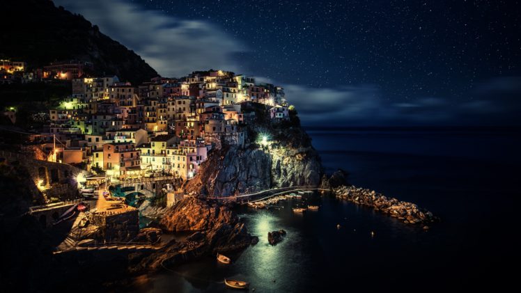 Italy, Manarola, Coast, City, Cinque Terre HD Wallpaper Desktop Background