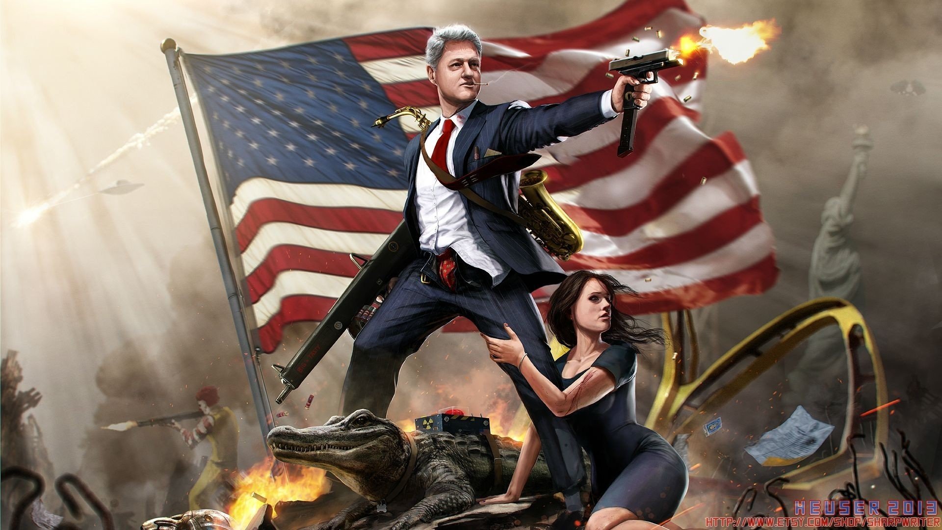 Bill Clinton, Flag, USA, McDonalds Wallpaper