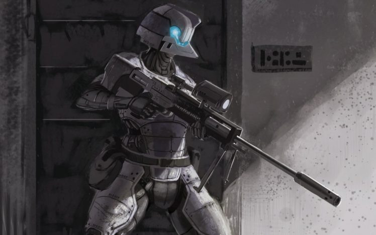 robot, Sniper rifle HD Wallpaper Desktop Background