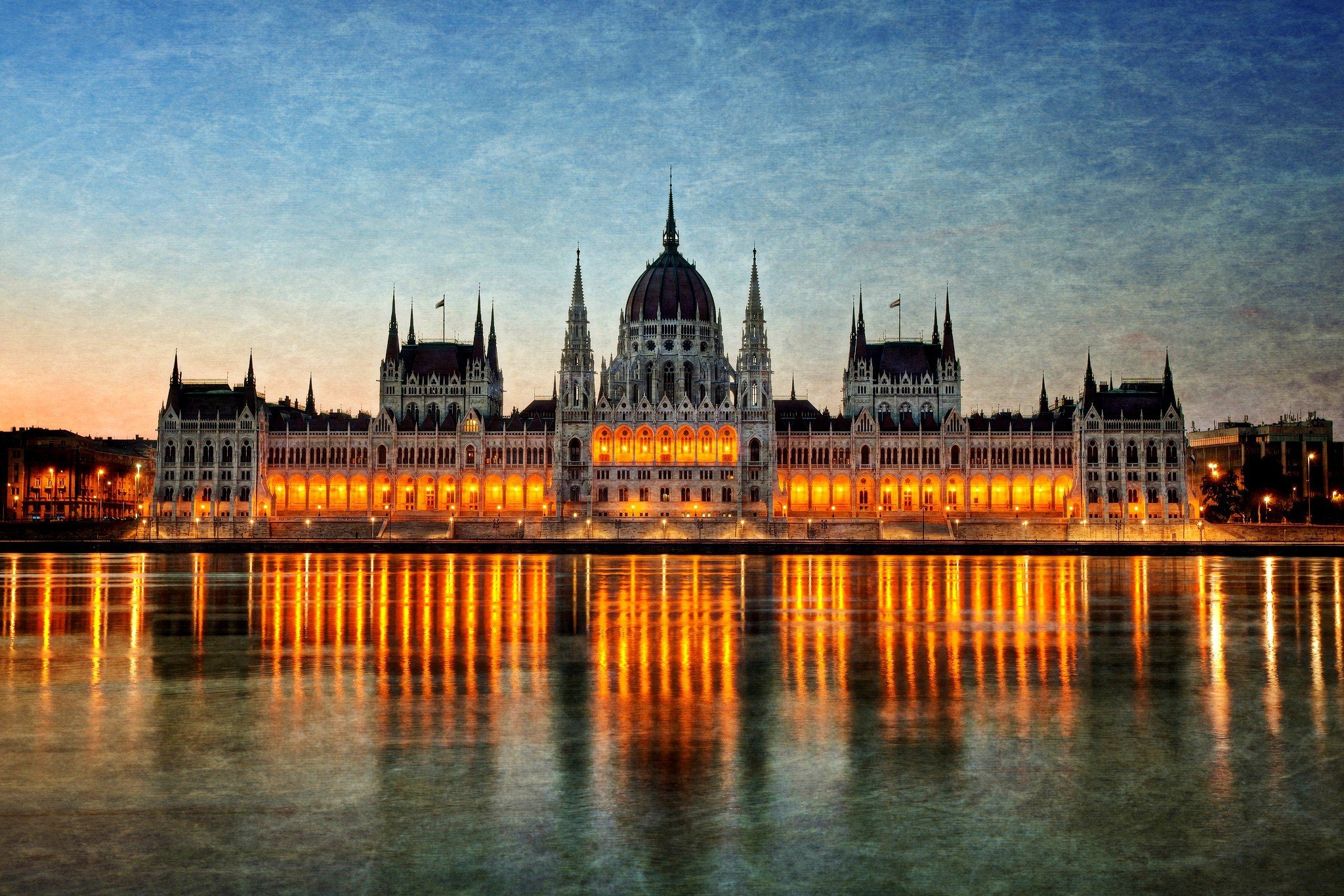 Hungary, Budapest, Reflection, Hungarian Parliament Building Wallpaper