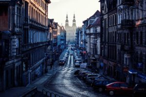 cityscape, Poznan, Poland, Church, Street, Morning