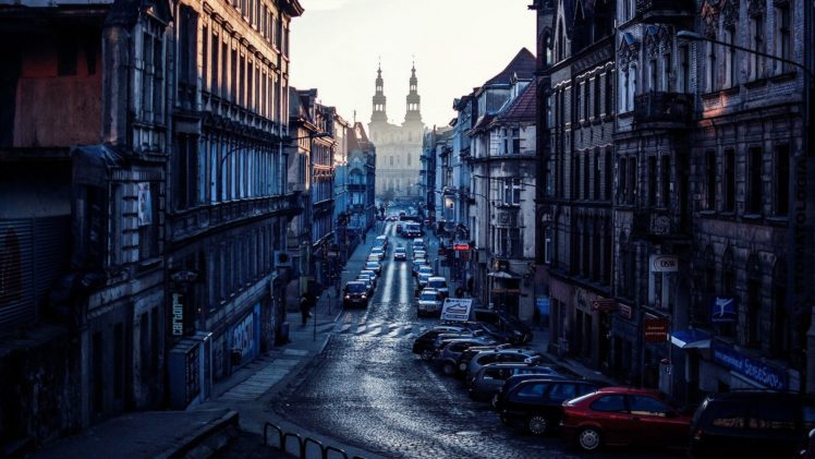 cityscape, Poznan, Poland, Church, Street, Morning HD Wallpaper Desktop Background